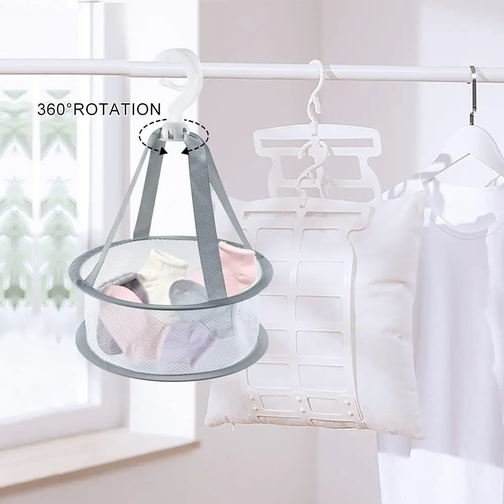 Mesh Drying Basket 360 Degree Rotatable Drying Bag Hanging Dryer for Underwear Socks Makeup Brush Mini Net Pocket Storage Basket 2