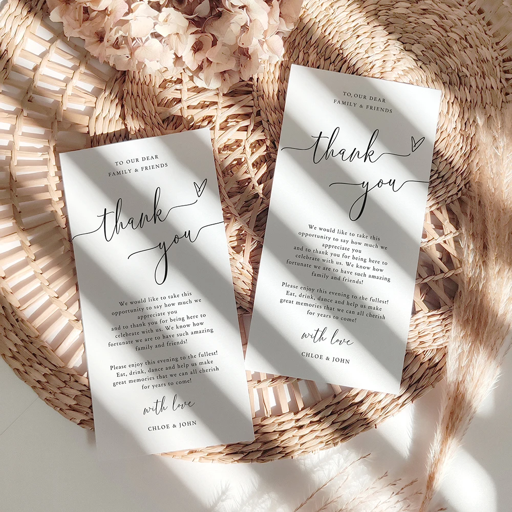 Place Cards Thank You Place Cardfor Wedding Table Thank You Note Place Setting You Minimalist Napkin Note