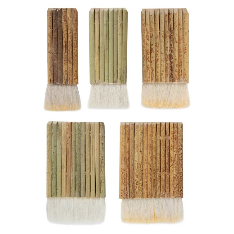 

5 Size Hake Blender Brush, Bamboo Handle Brushes Wide Wool Brushes Watercolor Brushes For Kiln Wash, Dust Cleaning