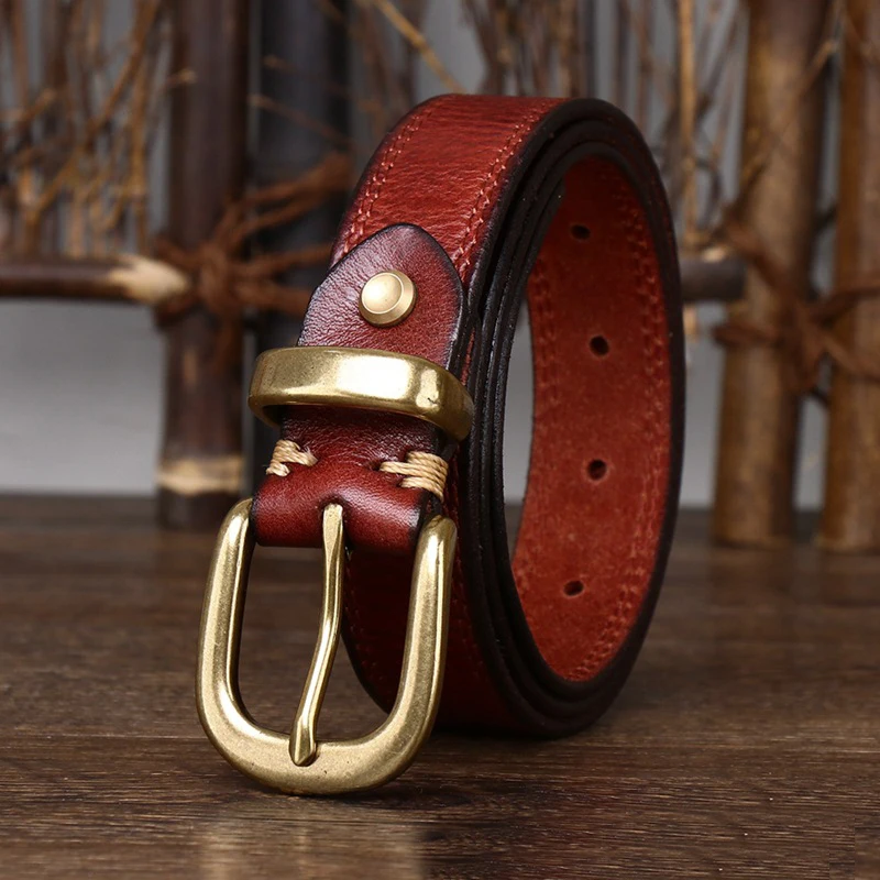 

For Women Female Cowskin Strap Casual Copper Buckle Ladies Belts Designer High Quality 2.8cm Width Women Genuine Leather Belt