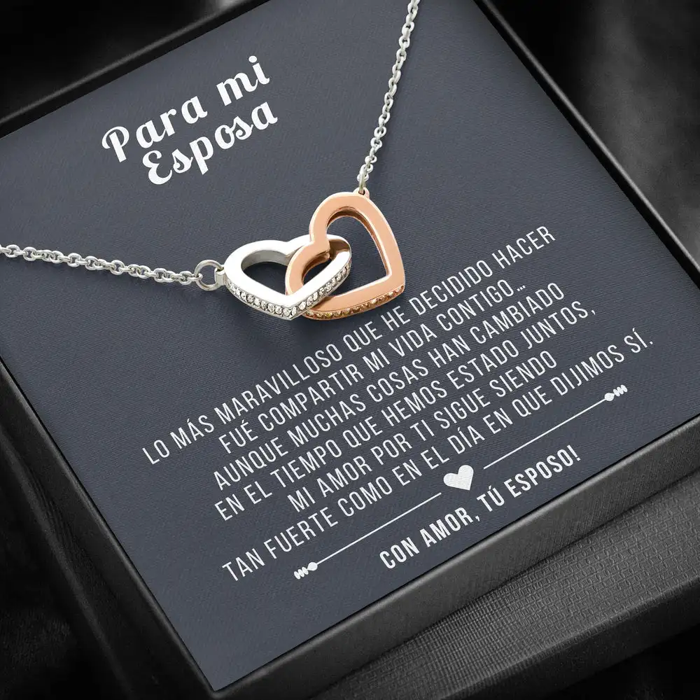 

FOR MY WIFE 925 SILVER INTERTWINED HEARTS NECKLACE 2022 New Double Heart Necklace For Women Girl Dropshipping