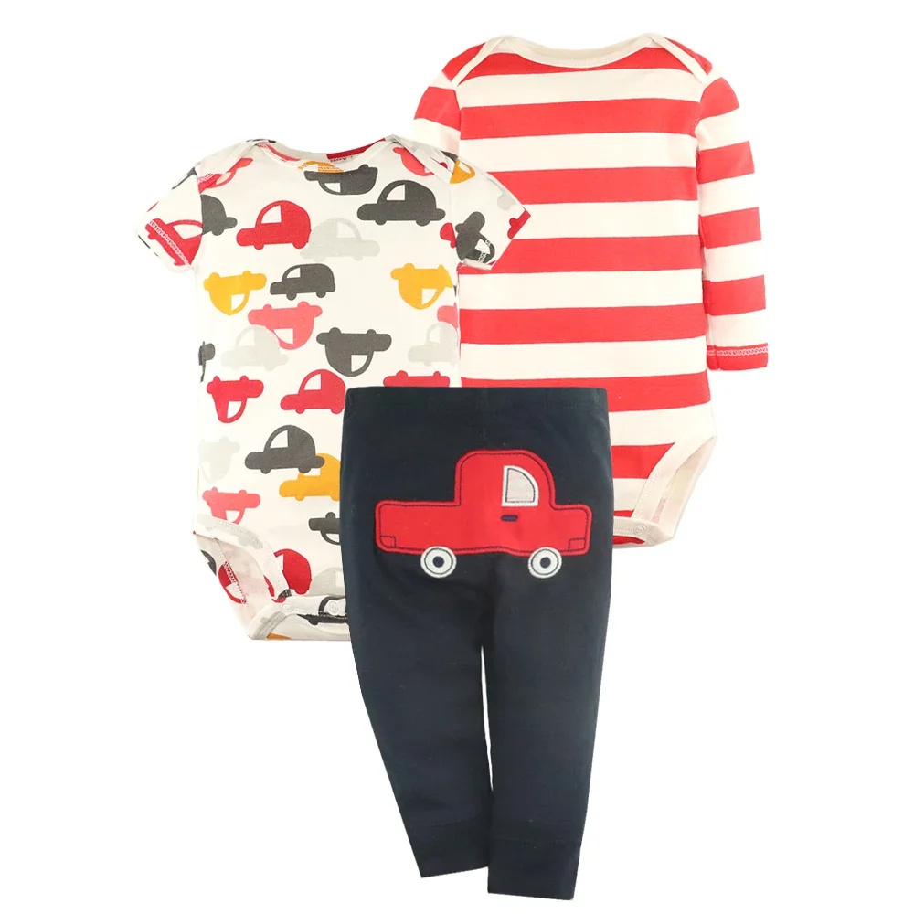 2026 Newborn Baby Clothes Set Soft Cotton Bodysuits+Pants 3Pcs/Lot Baby Boy Outfits InFant Cartoon Baby Clothing Set 6-24M - 2