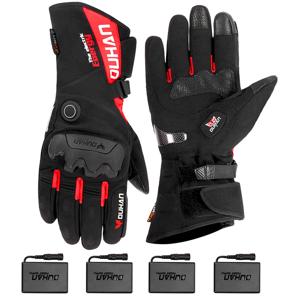 100% Waterproof Motorcycle Gloves Heated Guantes Motorbike Riding Heating Gloves Touch Screen Gant Moto DUHAN motorcycle gloves sports gloves leather motorcycle gloves winter gloves