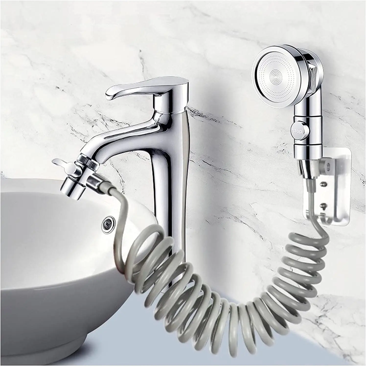 Zloog Kitchen Faucet Diverter Valve with shower head Tap Adapter Splitter Set Bathroom Tap Water Diversion Shower Set for Salon