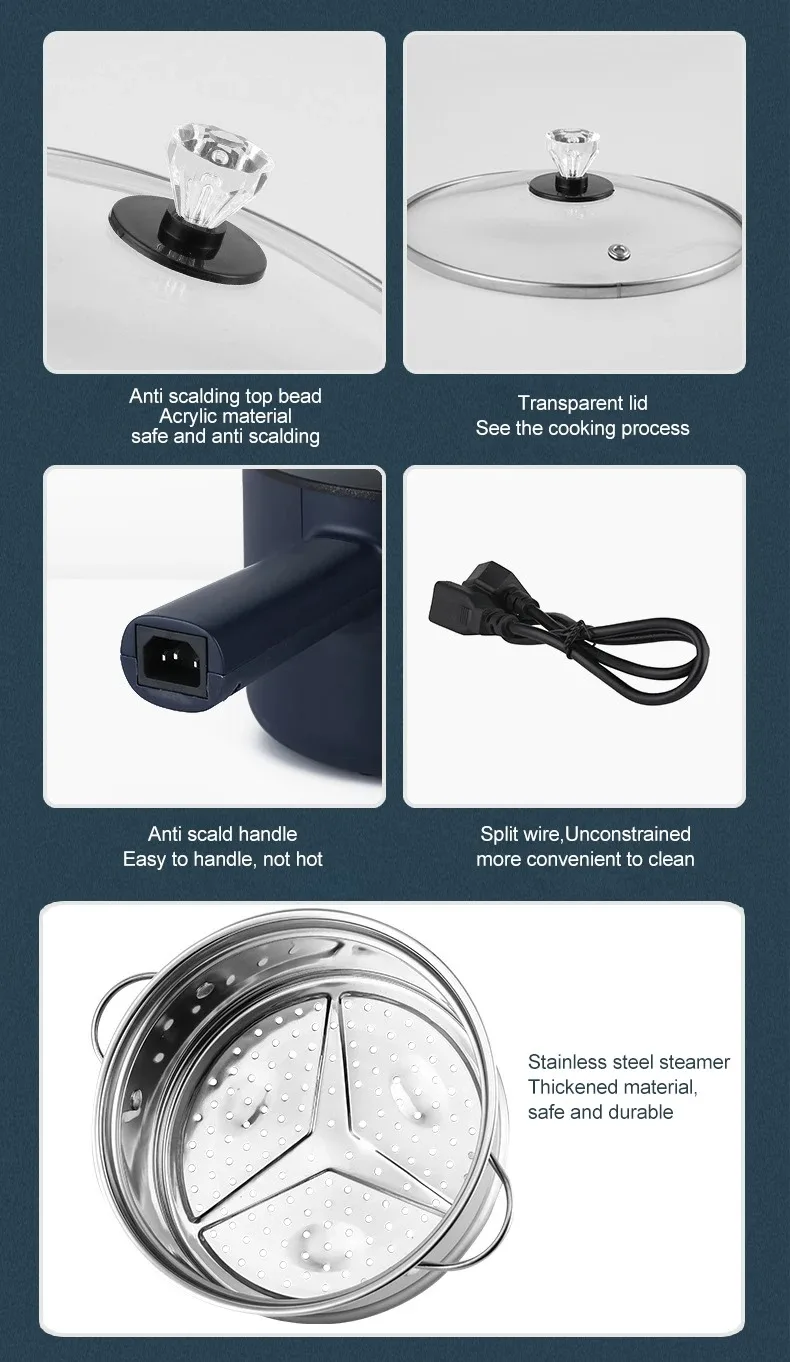 220V Mini Electric Cooker Multi-Function All-In-One Pot Double Layer Household Noodle Cooker Non-Stick Hot Pot Kitchen Tool | Tuzkuz Retails