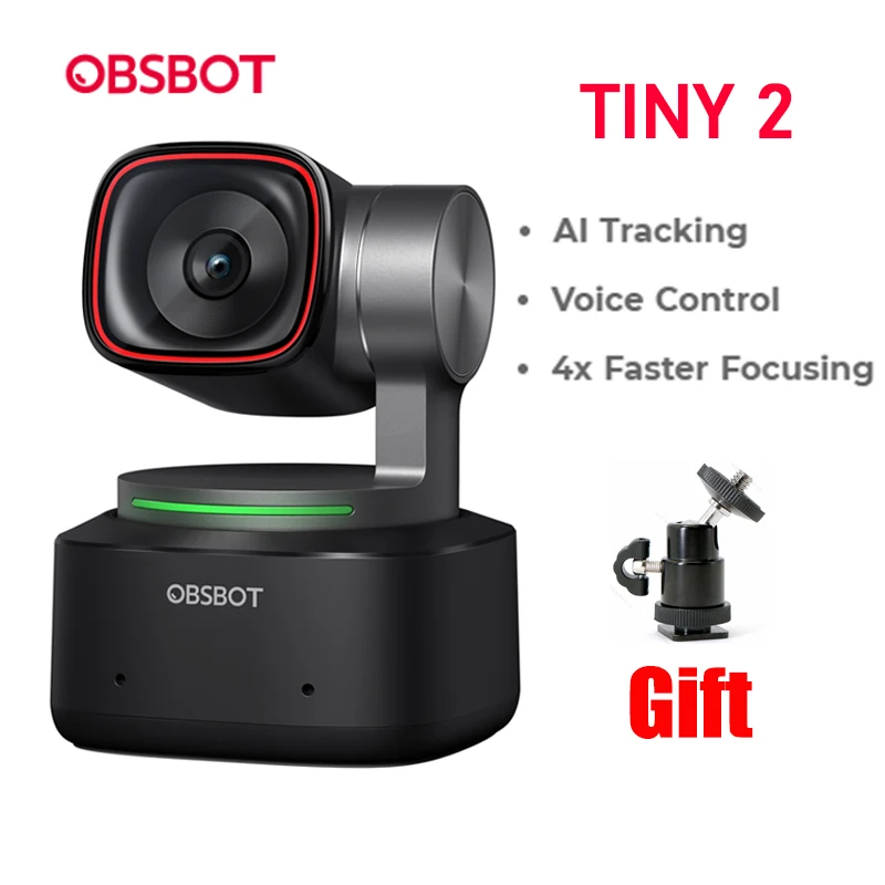 

OBSBOT Tiny 2 4K HD Webcam AI Tracking Auto Zoom Voice Control AI-Powered Web Camera for Live Broadcast Video Conference