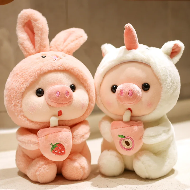 25CM Soft Cute Baby Milk Tea Pig Plush Toy Stuffed Animal Rabbit Frog Unicorn Pillow Doll Toys
