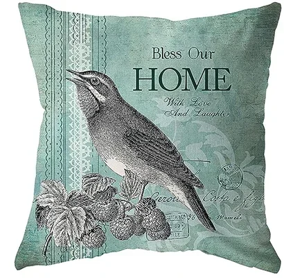Retro Bird Farmhouse Decoration Pillow Cover Waist Pillowcase Black Gray Pillowcase Cushion Cover Bed Living Room