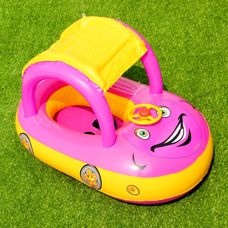 Inflatable Baby Swim Ring Seat Floating Sun Shade Toddler Swim Circle Outdoor Swimming Pool Bathtub Beach Party Summer Water Toy 2