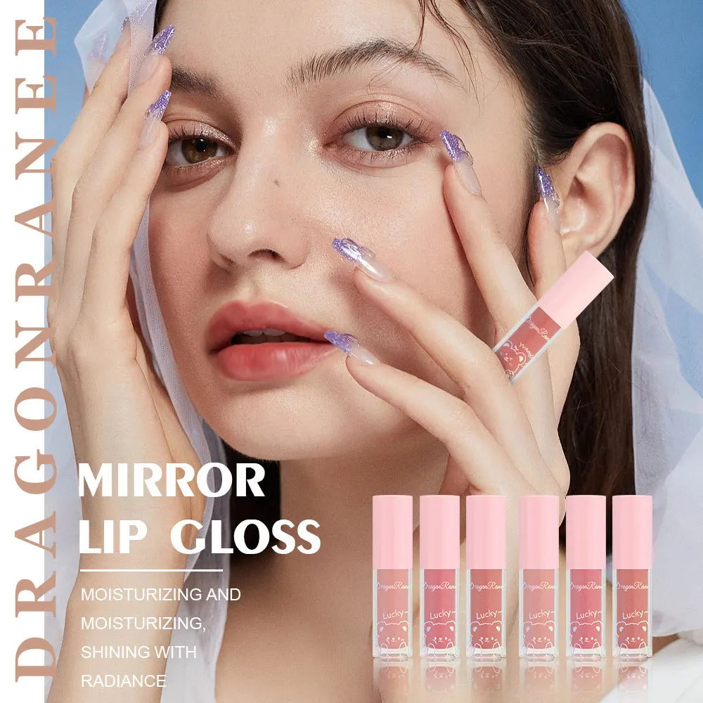 Lip Gloss Lip Makeup Lip Glaze Lip Oil Water Light Glass Lip Glaze Moisturizing Mirror Liquid Lipstick Mini Lipgloss Pearlescent Pink Glitter Lip Oil Kawaii Makeup