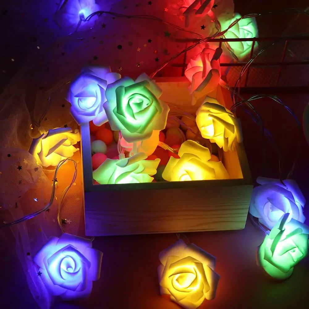 5V Rose Flower LED String Fairy Light Red Pink Warm Blue RGB USB/Battery Power Wedding Christmas Party Decoration 1.5m 3m 6m 10m