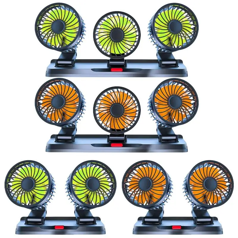 

Car Fan Double/Three Head Car Cooling Fan Auto Fan Strong Wind Vehicle Fan With 3 Adjustable Speeds For Sedan Boat RV Golf Cart