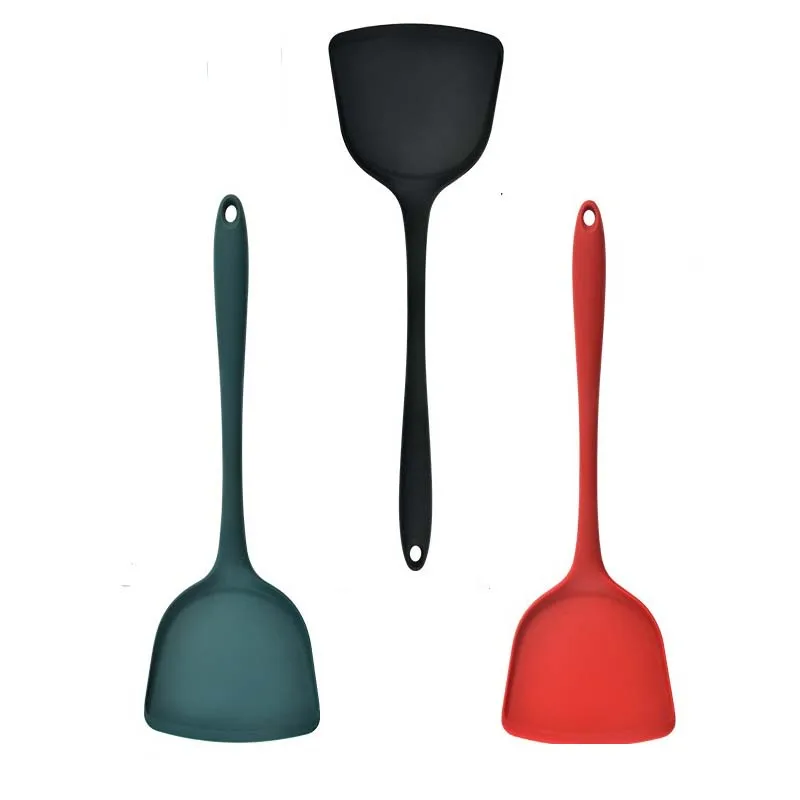 Thick silicone spatula, non stick pan, heat-resistant kitchenware, food grade lightweight wok, household cooking spatula