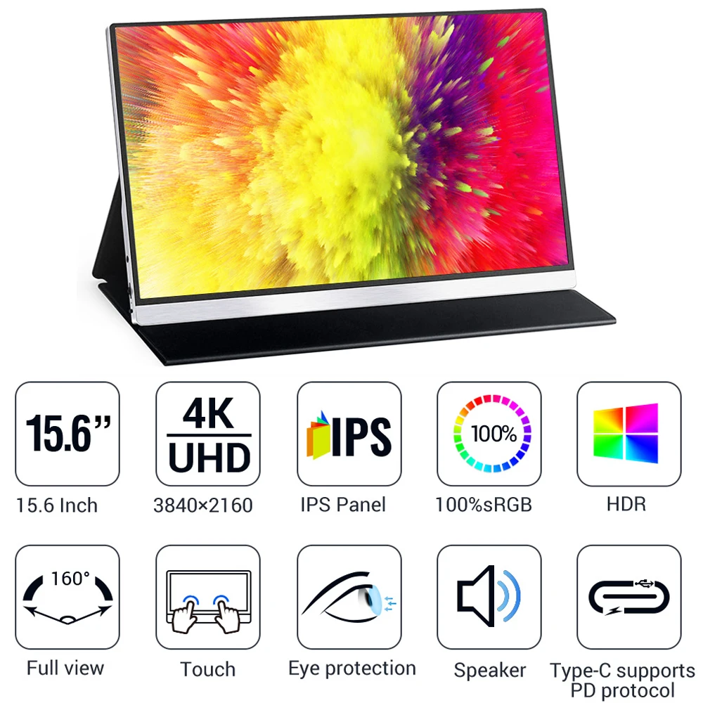 100% sRGB ũ HDMI CŸ 3.1 ̹  ÷, XBox PS4/5 Switch PC, 4K UHD ġũ, ޴ , 15.6 ġ