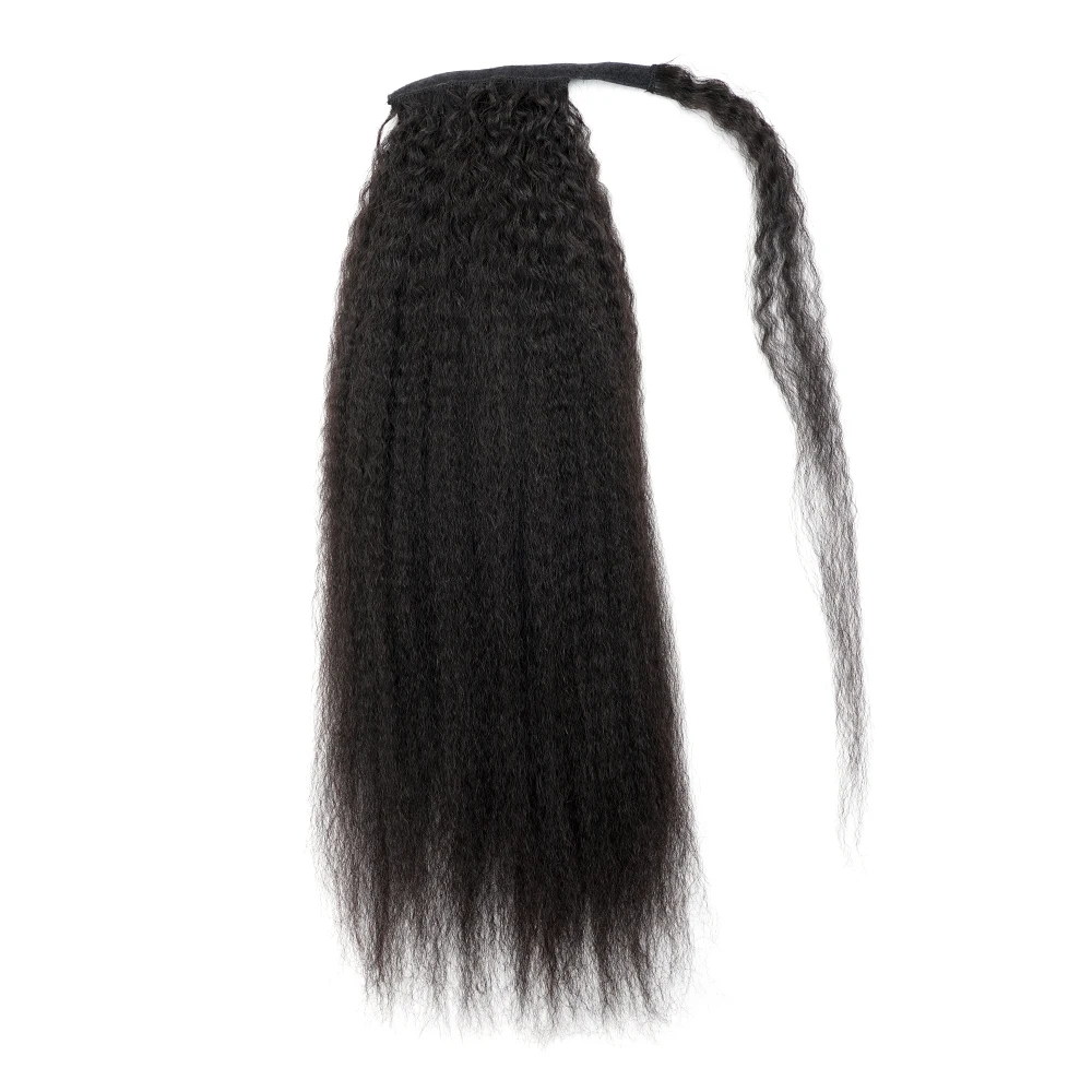 Kinky Straight Ponytail Human Hair Extension 65g/100g/145g Wrap Around Clip In Ponytail Remy Indian Yaki Hair human hair extensions