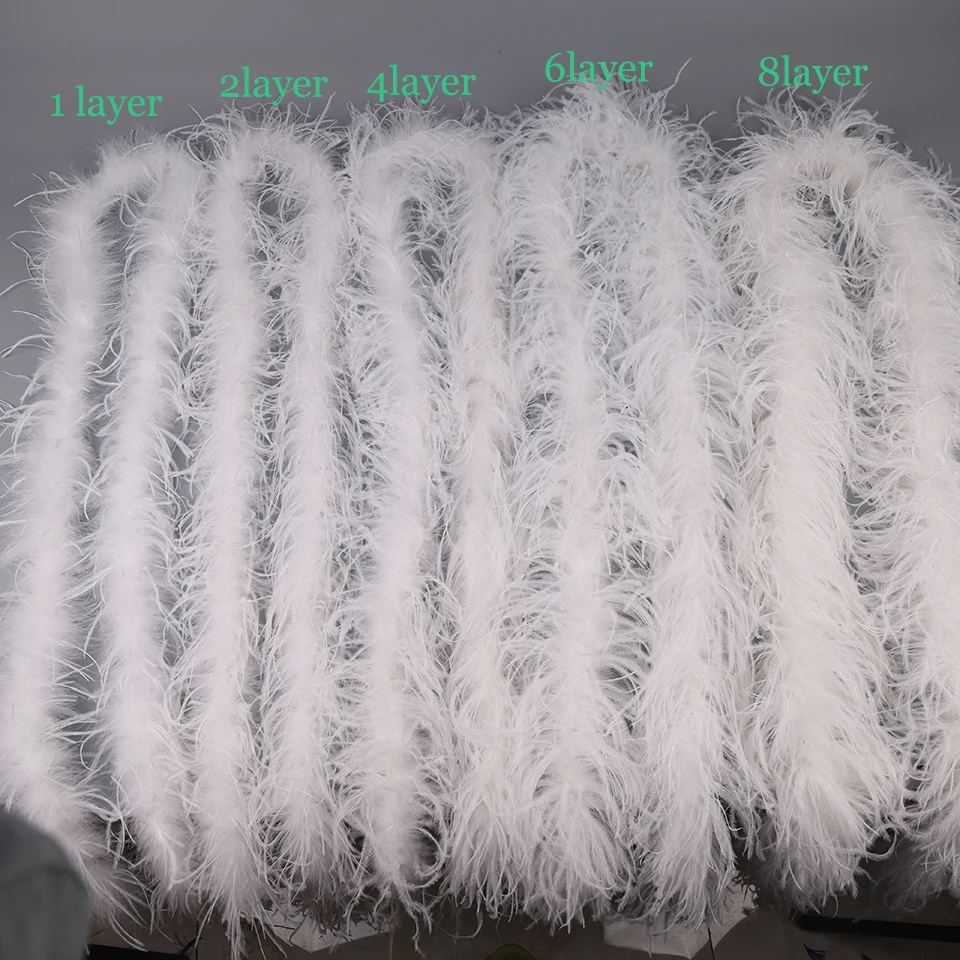 Feather Trim Ostrich Feathers Boa Shawl Wedding Dress Decor 2m Thick 6 Layers ostrich feathers