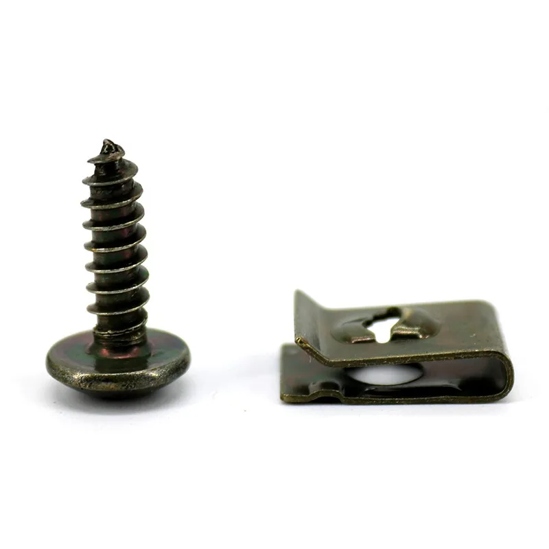 M4 M5 Motorcycle Car Scooter ATV Moped Ebike Plastic Cover Metal Retainer Self-tapping Screw and Clips 20/10 Sets