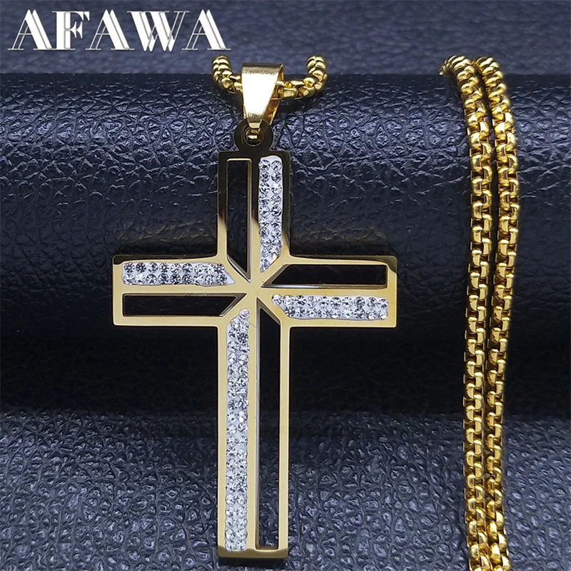 Catholic Crucifix Cross Necklace for Women Men Stainless Steel