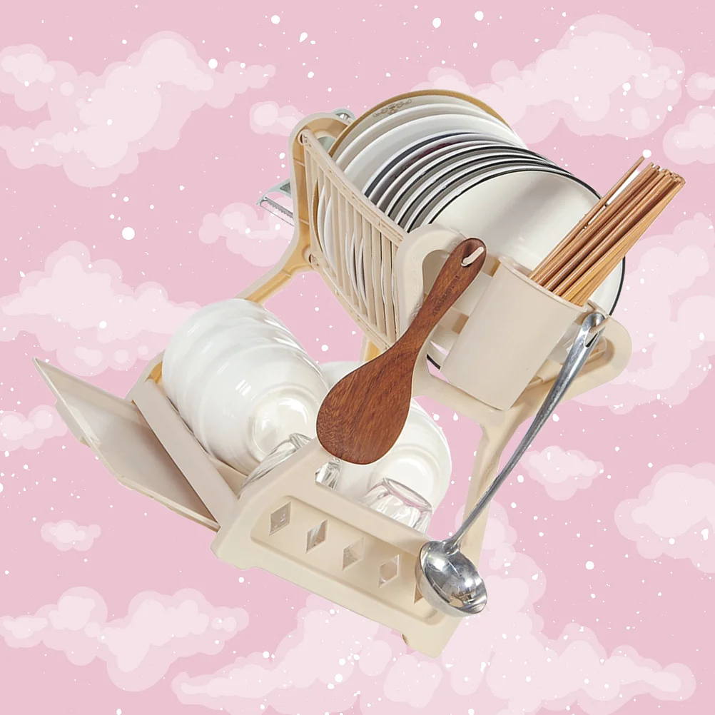

Towel Kitchen Utensil Rack Pot Cover Storage Shelf Dish Drying Drain Cup Holder and Drainer