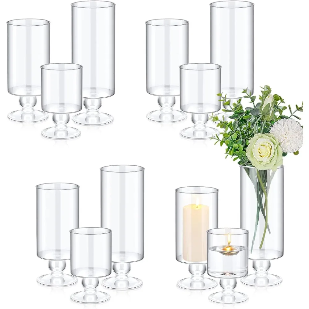 

Flower Vase Set of 12 Glass Pillar Candle Holders Glass Cylinder Vases Floating Candle Holder Flower Vase Room Decor Home Garden