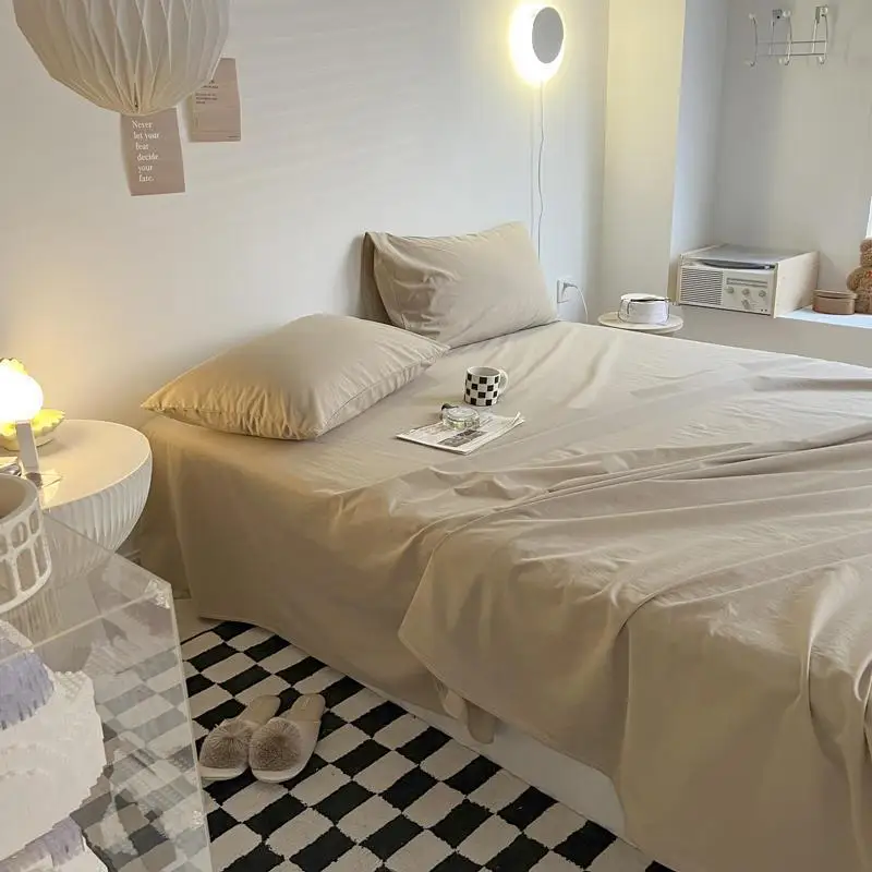 Solid Simple Sheets Household Bedroom Universal Skin-friendly Bedcover Washable Adults Students Bedding Thicken King Queen Size 5