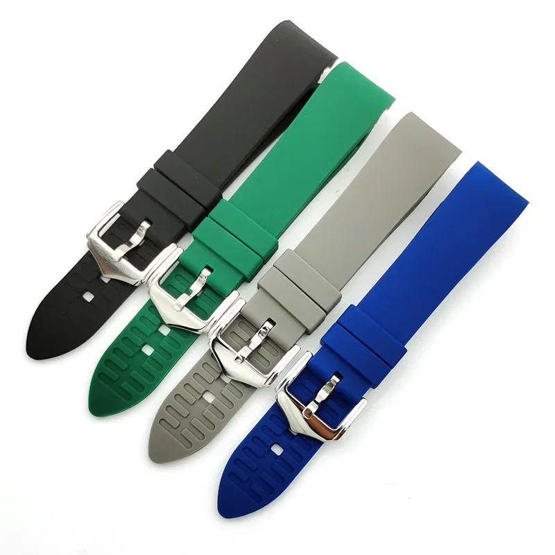 Silicone Strap with Curved Ends for Sport Watches - Replacement Wrist Band Accessory