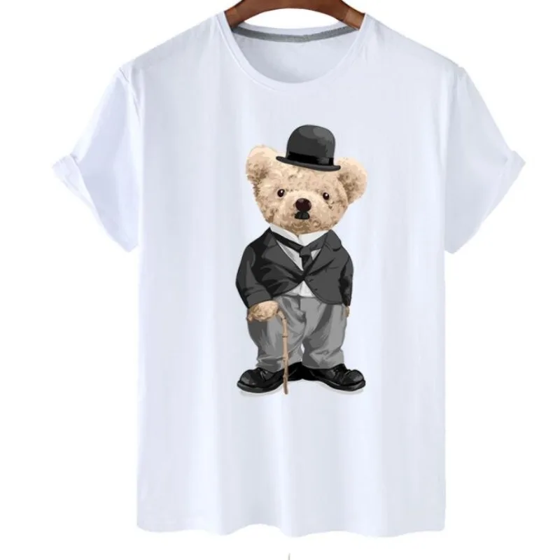 Trendy Sports Mask Bear Plus Size Casual T-Shirt A Maniche Corte Trend Teddy Bear Top T-Shirt Oversize Magliette Grafiche