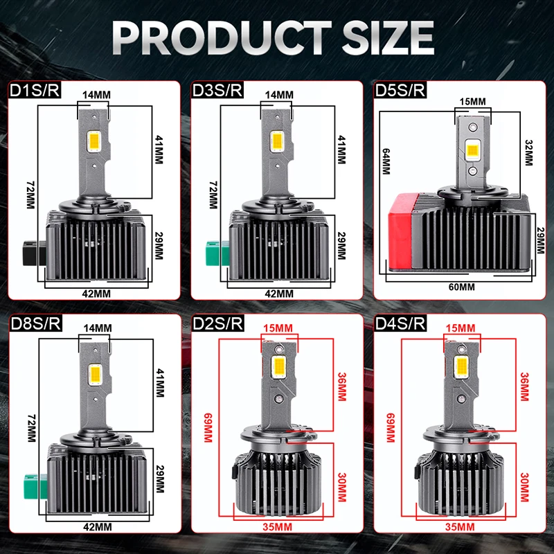 Dualvision D1S D3S LED 헤드라이트 HID D3S D2S D4S D8S 30000LM 300W D1R D2R D3R D4 CANBUS Led 양면 CSP 칩 6000K 플러그 앤 플레이