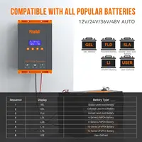 Contrôleur de charge solaire MPPT 60A en stock local 12V/24V/36V/48V, panneau solaire PV max 160V, parallèle max 12 unités, compatible LifePO4, pour camping-car et maison 5