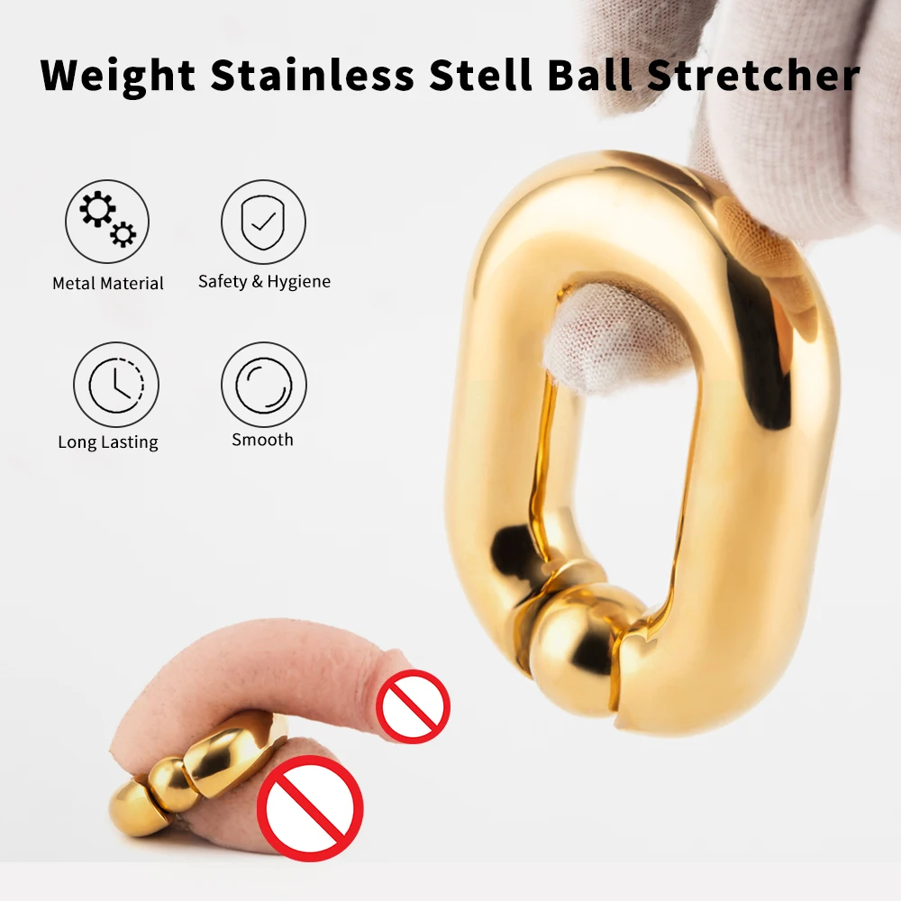 Gold Heavy Ball Stretcher Penis Cock Ring Metals Scrotum Testicle