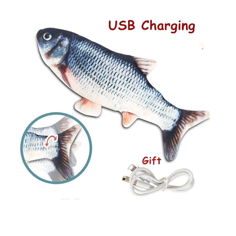 1PC Cat Wagging Catnip Toy 30CM Pet Cat Toy USB Charging Simulation Electronic Pet Cat Toy Dancing Moving Floppy Fish Cats Toy