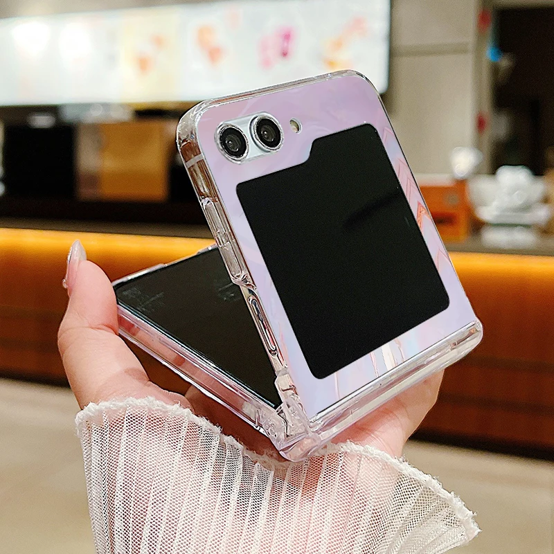 Custodia trasparente con motivo in marmo per Samsung Galaxy Z Flip 6 4 5 3 5G Custodia rigida pieghevole antiurto in PC per Samsung Z Flip5 Flip4 Flip6_voghion.com