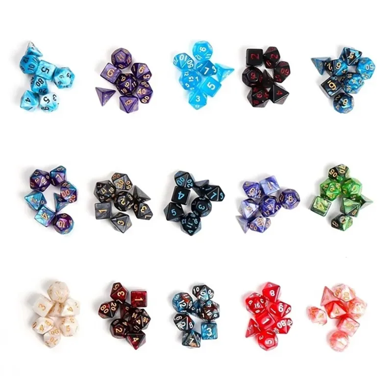 New Pearlescent Polyhedral Dice Set 105/70/49/35/21/7Pcs Multicolor D&D Role-Playing Board Games with Storage Pouches