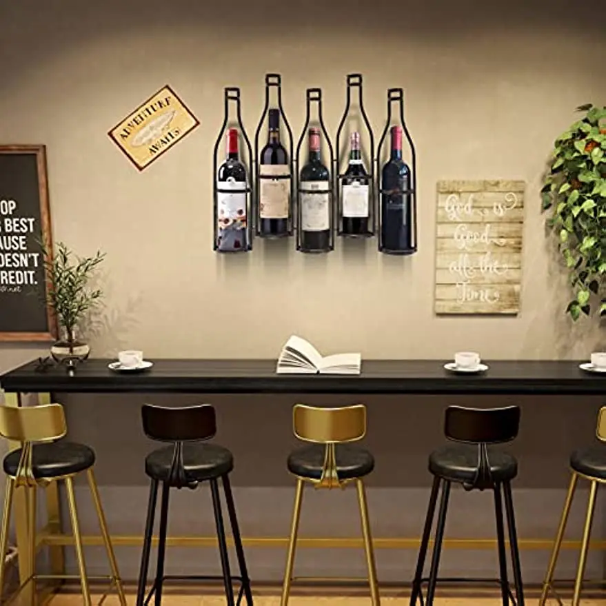

Wall-Mounted Wine Racks, 5 Bottle Holder Hanging Wine Rack, Wall Wine Racks for Wine Bottles