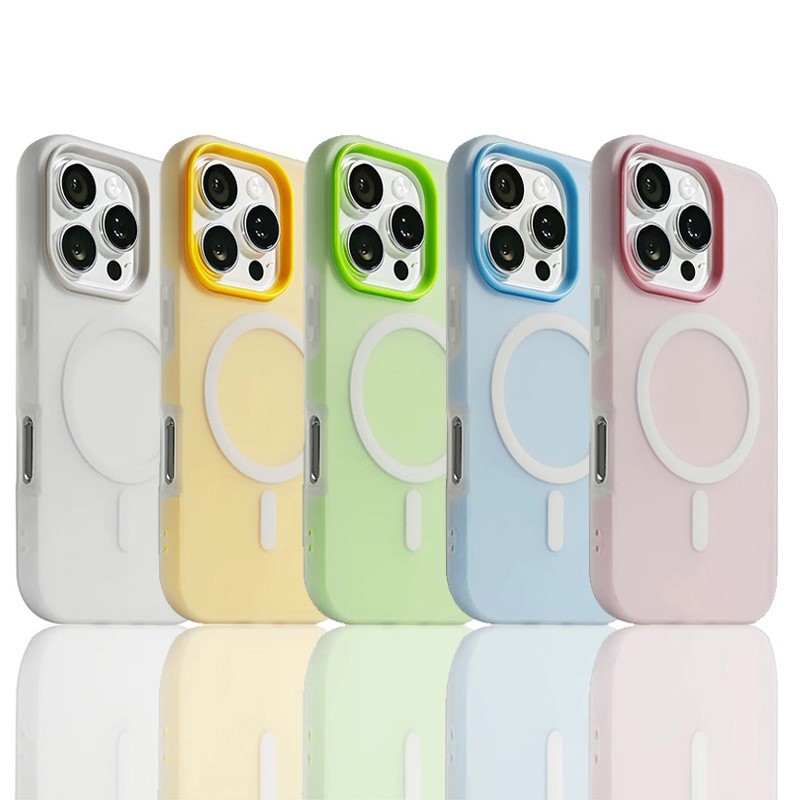 Luxury Candy Color 2 IN 1 Magsafe Case for iPhone 17 Air 16 15 14 Plus 13 12 Pro Max 11 Magnetic Wireless Charge Matte Cover