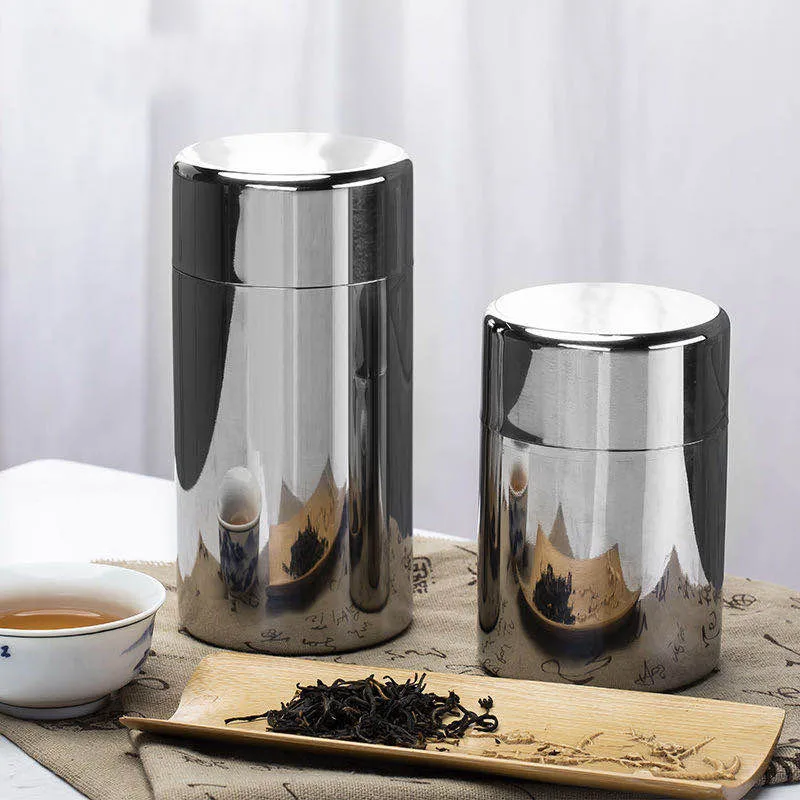 Draagbare reistheeblik 304 roestvrij staal voor levensmiddelenkwaliteit Theebus Draagbare kleine luchtdichte blikken Melkpoederblikken Metalen koffieblikken_voghion.com