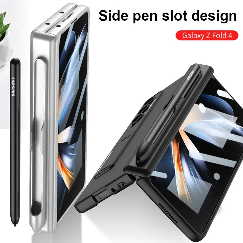 

Магнитный держатель с петлями для ручек, чехол для телефона Samsung Galaxy Z, складной чехол для телефона, жесткий чехол с защитным стеклом для экрана для складывания 4 штук, Новинка