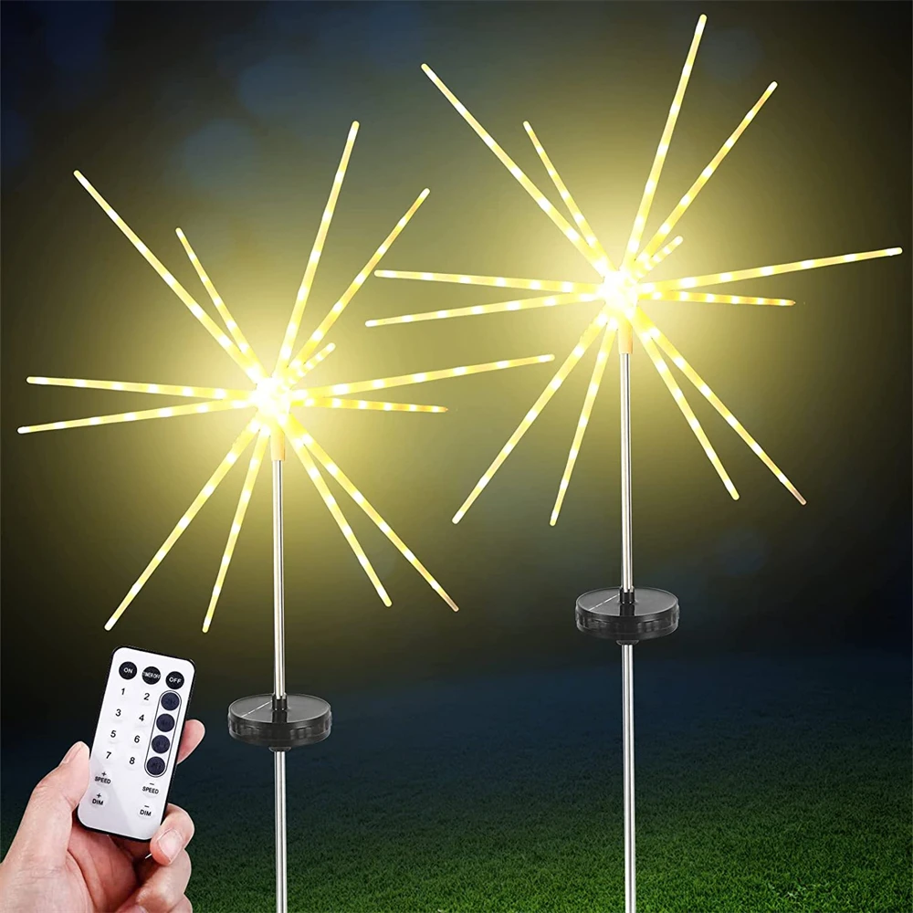 112/56leds 8 Modes Solar LED Fireworks Lights Christmas Fairy Meteor Lamp for Wedding New Year Home Party Patio Landscape Decor 18 modes flashing firework lights with remote wall hanging led string lights for home party patio valentines wedding decorative