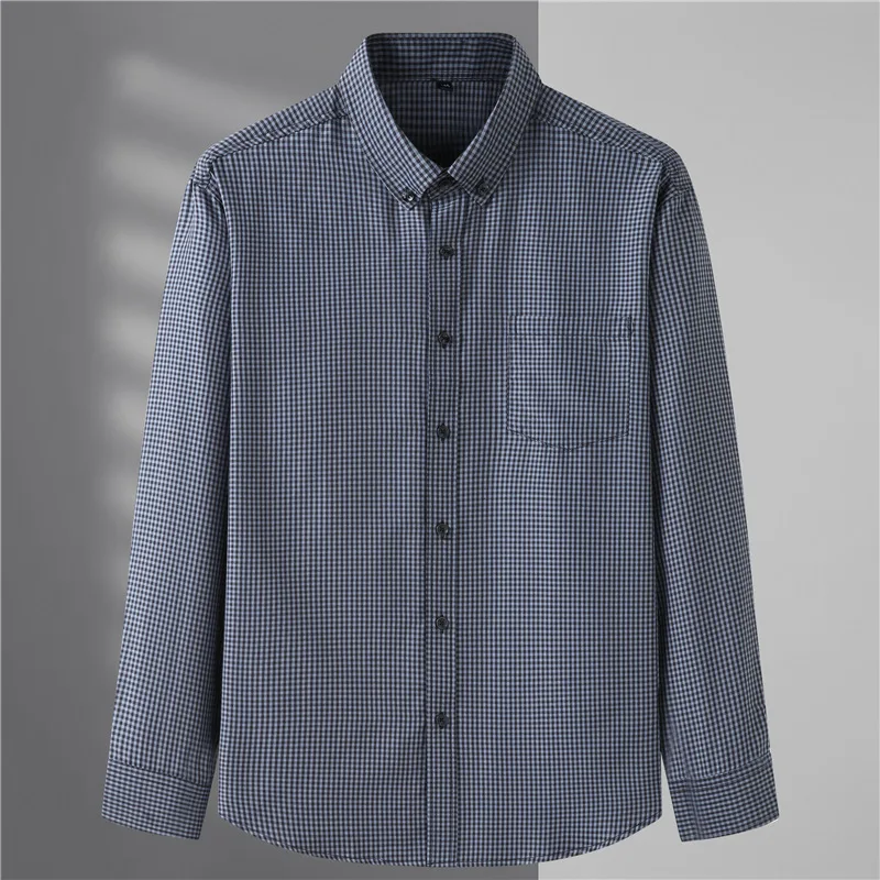 thumbnail image 1 of Camisa de hombre a cuadros de manga larga, talla grande 6XL, 7XL, 8XL, 10XL, talla grande, formal, de moda, informal, de diseñador, en blanco y negro, de alta calidad, 1 of 5