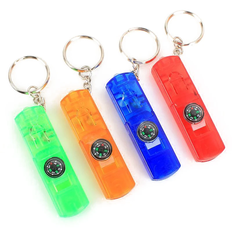 

4 In 1 Led Flashlight Camping Lamp Outdoor Whistle Emergency Mini Torch Portable Multi Tools with Keychain Compass Survival Kit