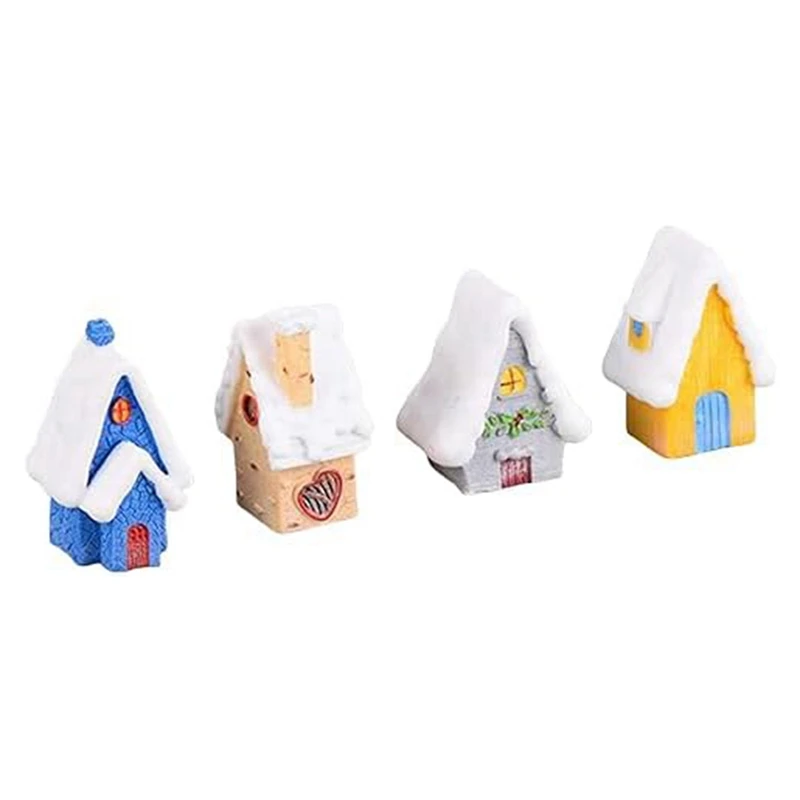 

Christmas Miniatures Figurines, Mini Christmas Snow House Decor Ornaments, Christmas Doll House Fairy Garden Decorations Durable