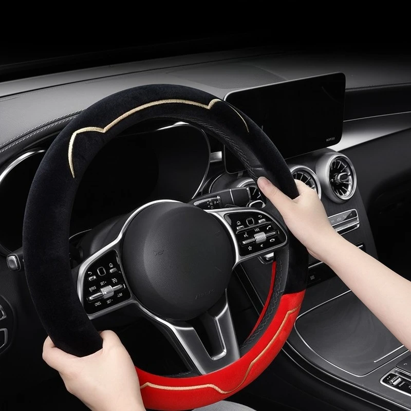 Plush Winter Cat Ears Steering Wheel Cover - Warm & Wear Resistant