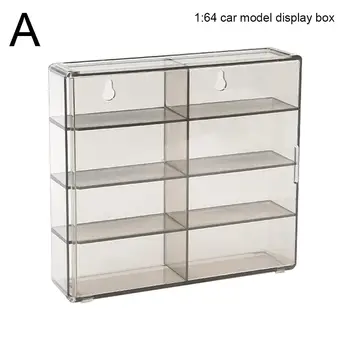 1:64 อะคริลิครถกล่องสําหรับล้อร้อนรถของเล่น 8 ตารางตู้แร็คกันฝุ่น STACKABLE รถกล่องเก็บสําหรับ Hotwheels 8