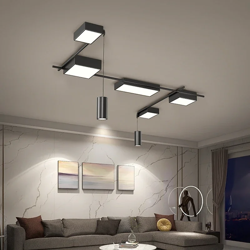 Modern Minimalist Ceiling Lights Nordic Black Led Ceiling Chandelier For Living Room Bedroom Hallway Indoor Lighting