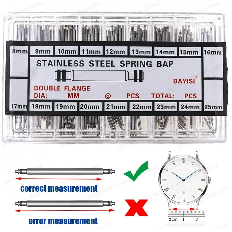 Durable Stainless Steel Spring Bars Set with Storage Box - Assorted Sizes