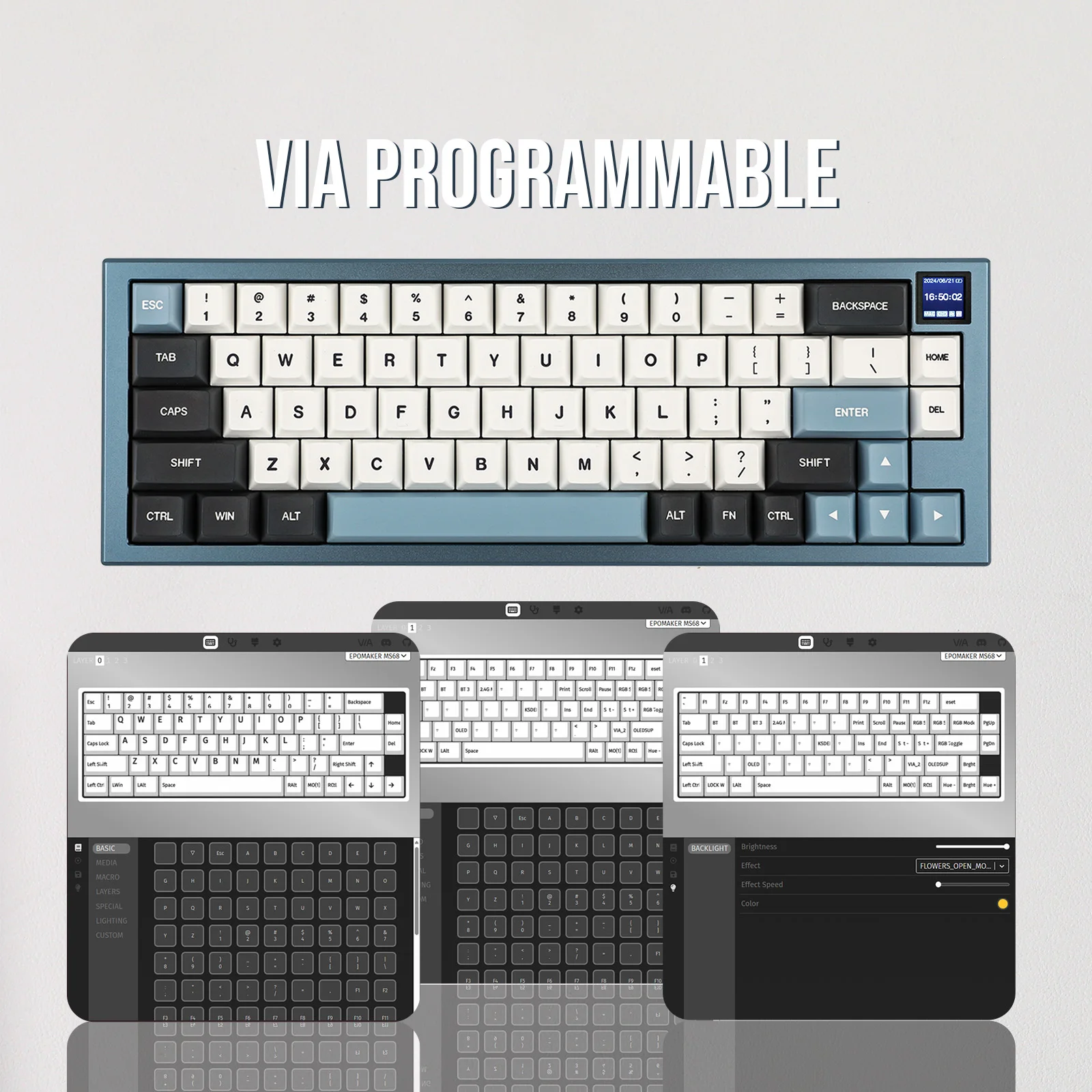 EPOMAKER MS68 65% VIA Hot-swap Wired/Bluetooth/2.4G Wireless