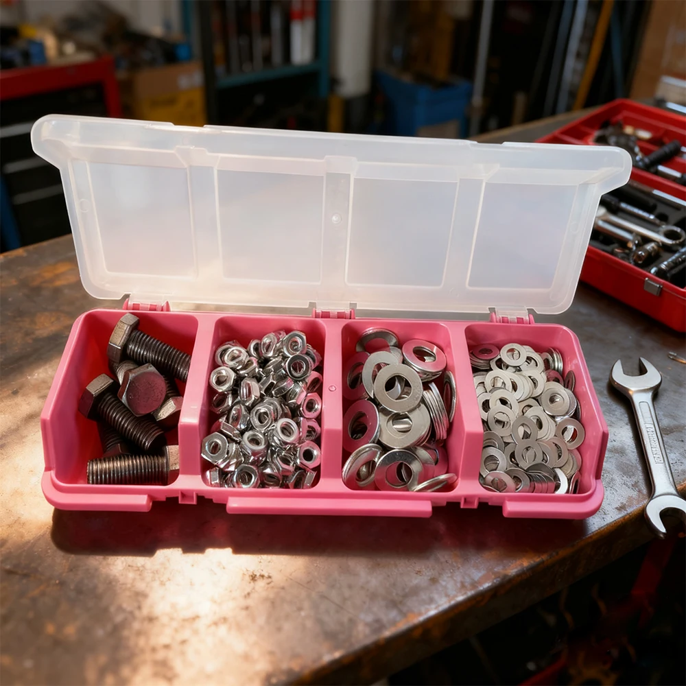 1 Stück/2 Stück Organizer-Box mit mehreren Fächern für Schrauben und Kleinteile – langlebiger Kunststoff-Hardware- und Schmuckaufbewahrungskoffer – Detail 11