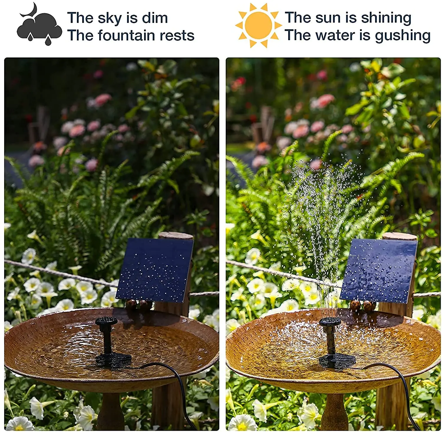 Solar Fountain Solar Fountain Pump Solar Water Pump AISITIN DIY Solar Water Pump Kit with 6 Nozzles DIY Water Feature Outdoor Fountain for Bird Bath Ponds Garden and Fish Tank