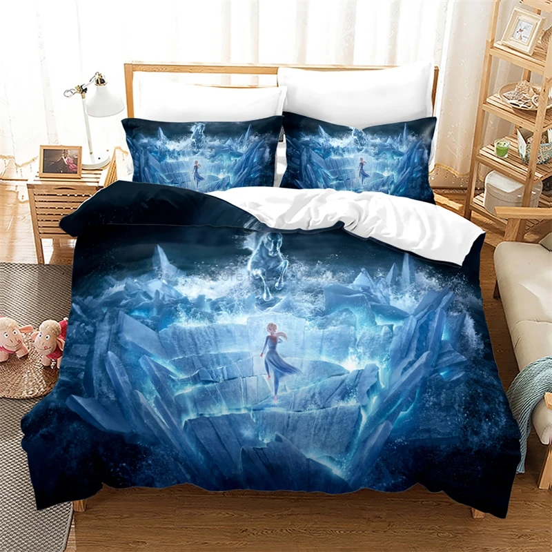 3d Disney Cartoon Duvet Cover Set Pillowcase Anna Elsa Frozen Bedding Set for Bed Linen Family Kids Quilt Cover Set Home Textile