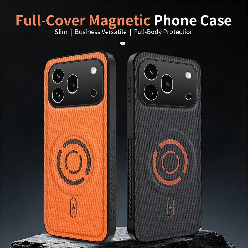 Fabric Cloth PU Leather Magnetic Shockproof Nonslip Case with Camera Protection